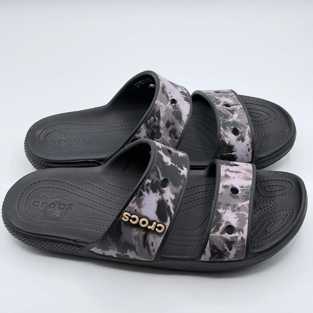 Crocs Classic Sandal Bleach Tie Dye Black Pink Men Size 11 Slides Shoes 207310